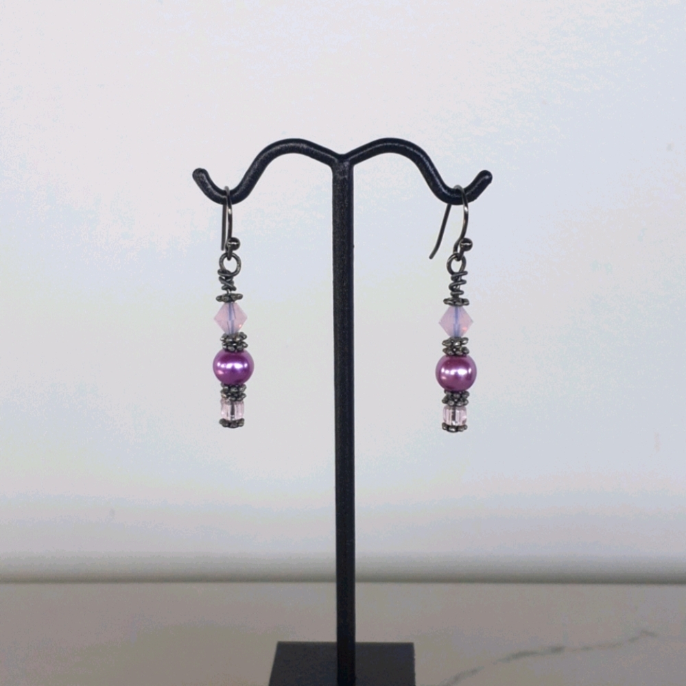 Pearl and Crystal Dangle Earrings